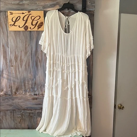 Free People White Maxi Dress with Button Accents - Picture 7 of 12